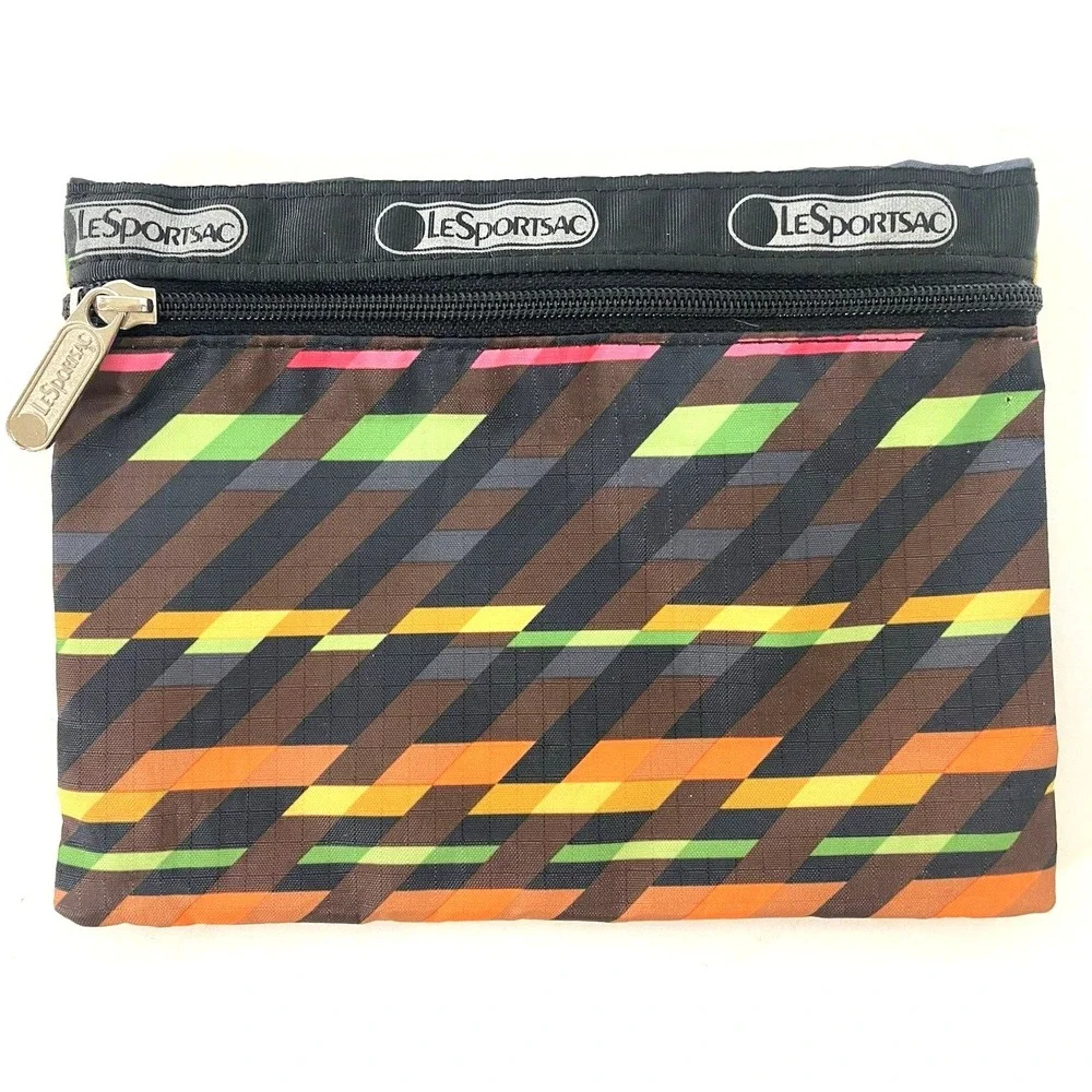 Lesportsac Zip pouch Cosmetics Geometric multicolor‎ Travel EUC!